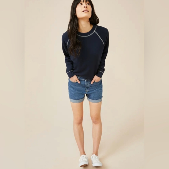 Free Assembly Rolled Cuff High Waist Denim Shorts - Picture 2 of 9